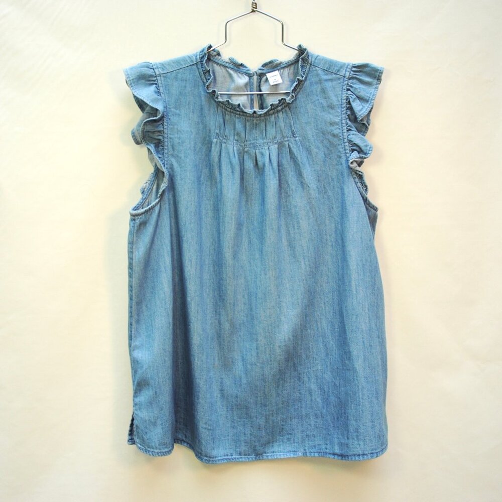Summer denim top with ruffles Old Navy sleeveless shirt EXCELLENT Freshly washed